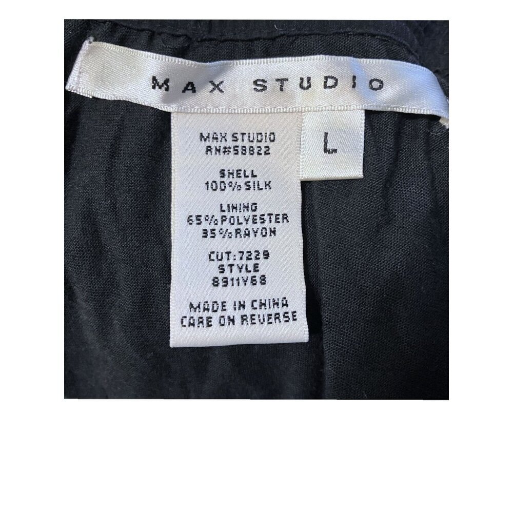 Y2K Max Studio Silk Midi Dress L Babydoll A Line Whimsygoth Dark Fairy 100% Silk - Picture 6 of 7